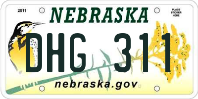 NE license plate DHG311
