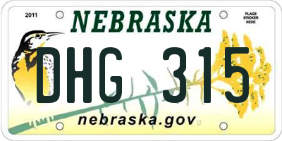 NE license plate DHG315
