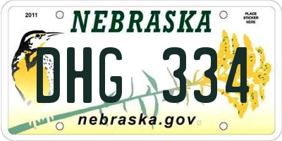 NE license plate DHG334