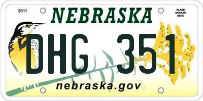 NE license plate DHG351