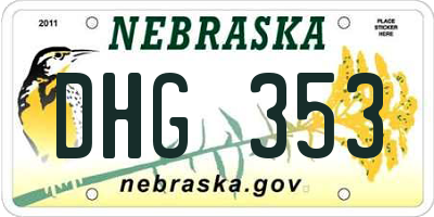 NE license plate DHG353