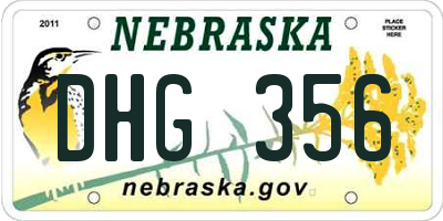 NE license plate DHG356