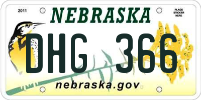 NE license plate DHG366