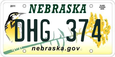 NE license plate DHG374