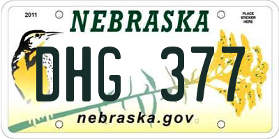 NE license plate DHG377