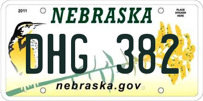 NE license plate DHG382