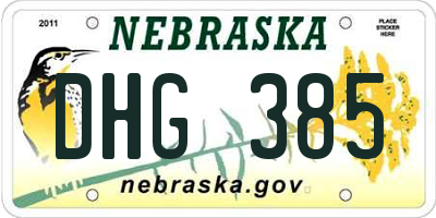 NE license plate DHG385