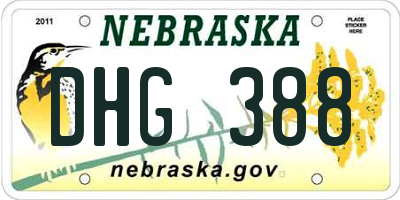 NE license plate DHG388