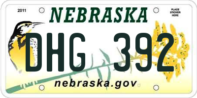 NE license plate DHG392