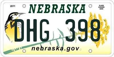 NE license plate DHG398