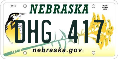 NE license plate DHG417