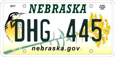 NE license plate DHG445