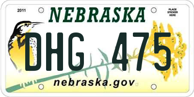 NE license plate DHG475