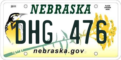 NE license plate DHG476