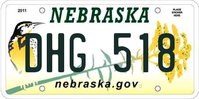 NE license plate DHG518
