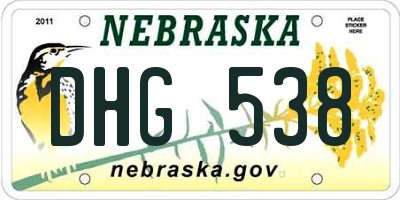 NE license plate DHG538