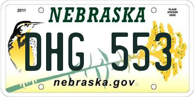 NE license plate DHG553