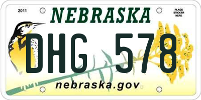NE license plate DHG578