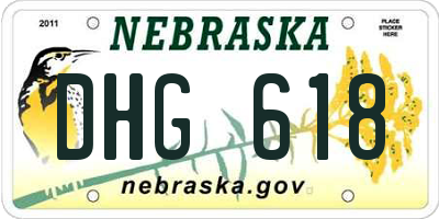 NE license plate DHG618