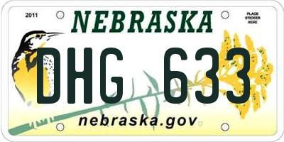 NE license plate DHG633