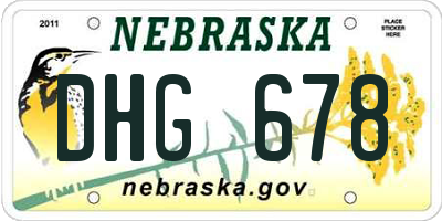 NE license plate DHG678