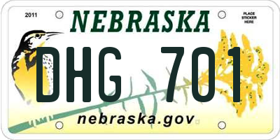 NE license plate DHG701