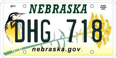 NE license plate DHG718