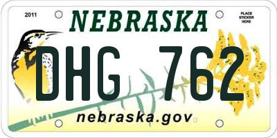 NE license plate DHG762
