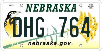 NE license plate DHG764