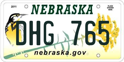 NE license plate DHG765