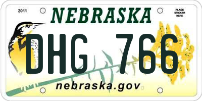 NE license plate DHG766