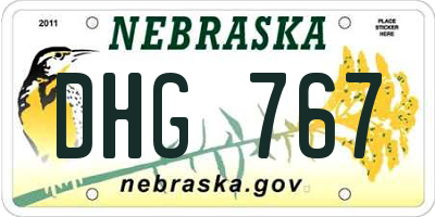 NE license plate DHG767
