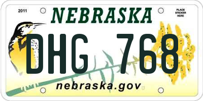 NE license plate DHG768
