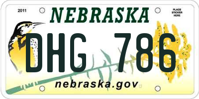 NE license plate DHG786