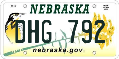 NE license plate DHG792