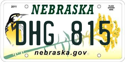 NE license plate DHG815