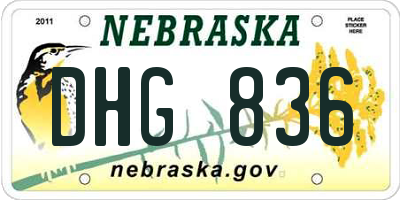 NE license plate DHG836