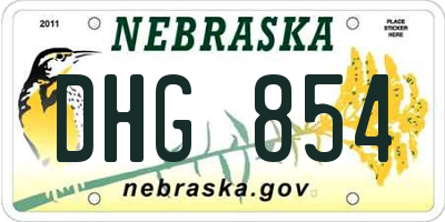 NE license plate DHG854