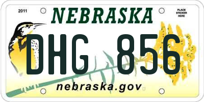 NE license plate DHG856