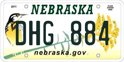 NE license plate DHG884