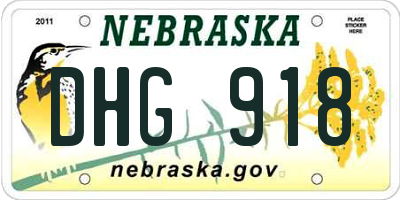 NE license plate DHG918