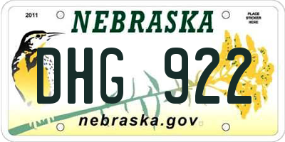 NE license plate DHG922
