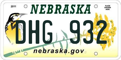 NE license plate DHG932