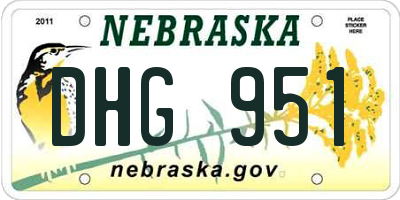 NE license plate DHG951