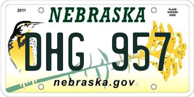 NE license plate DHG957