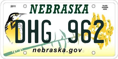 NE license plate DHG962