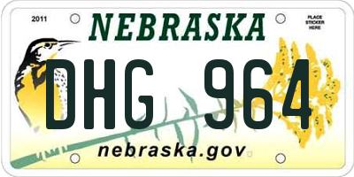 NE license plate DHG964