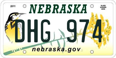 NE license plate DHG974