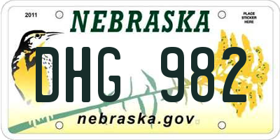 NE license plate DHG982