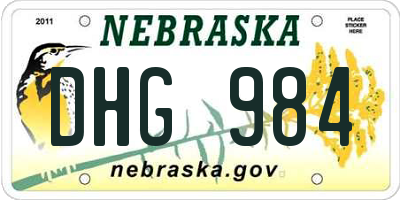 NE license plate DHG984